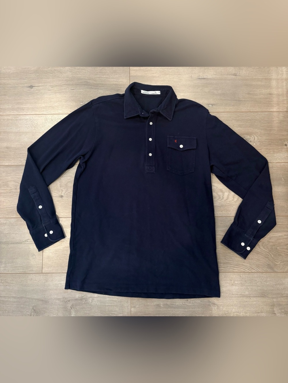 Criquet Men's Long Sleeve Shirt Polo Blue Size M